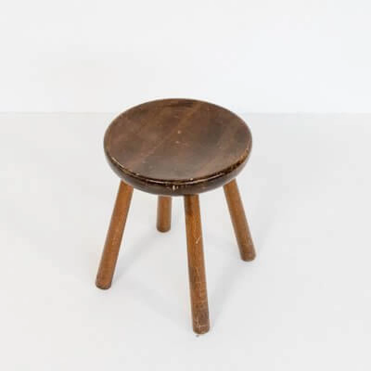 Chestnut wood stool, 1970s 13