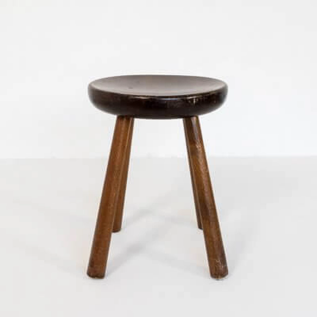 Chestnut wood stool, 1970s 16