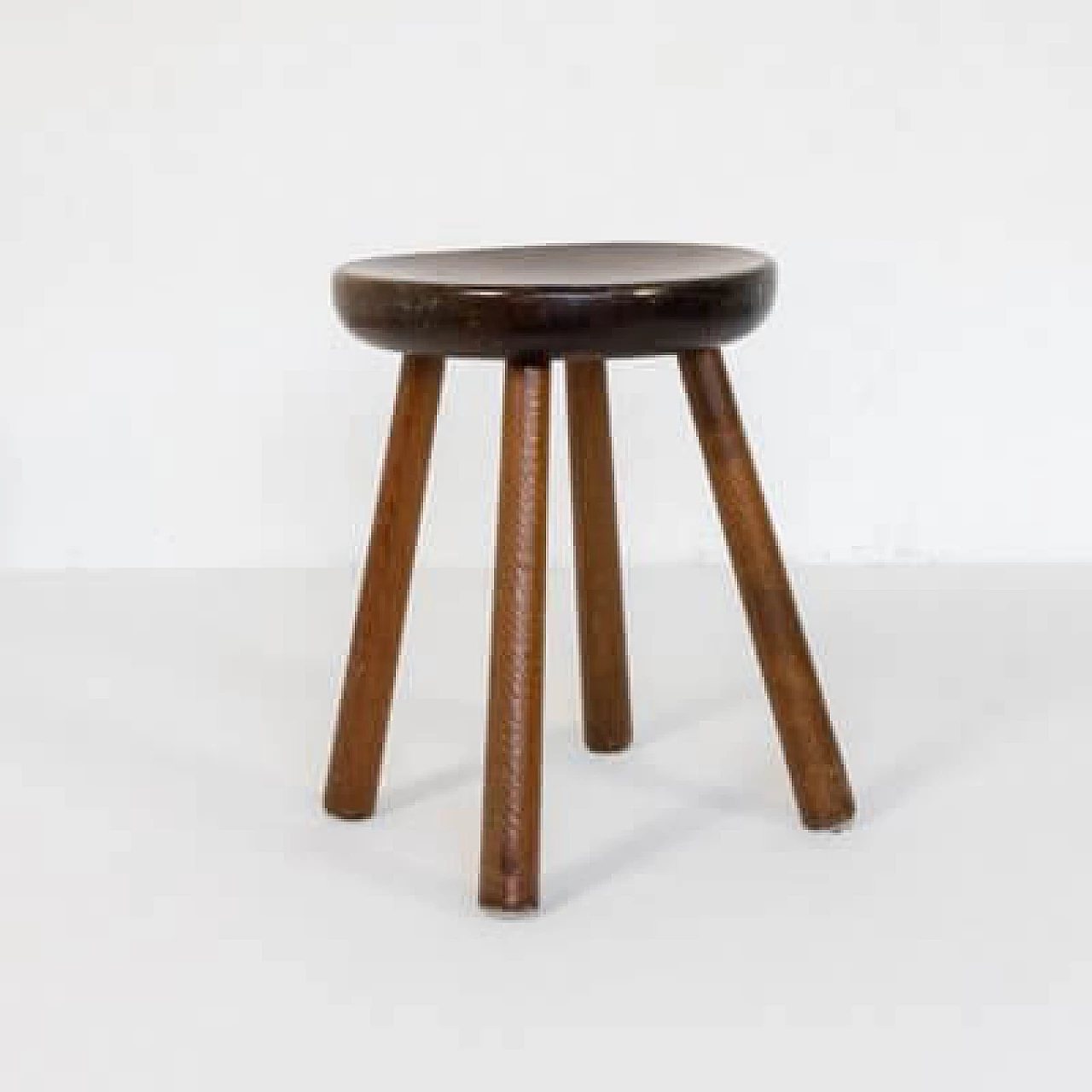 Chestnut wood stool, 1970s 18