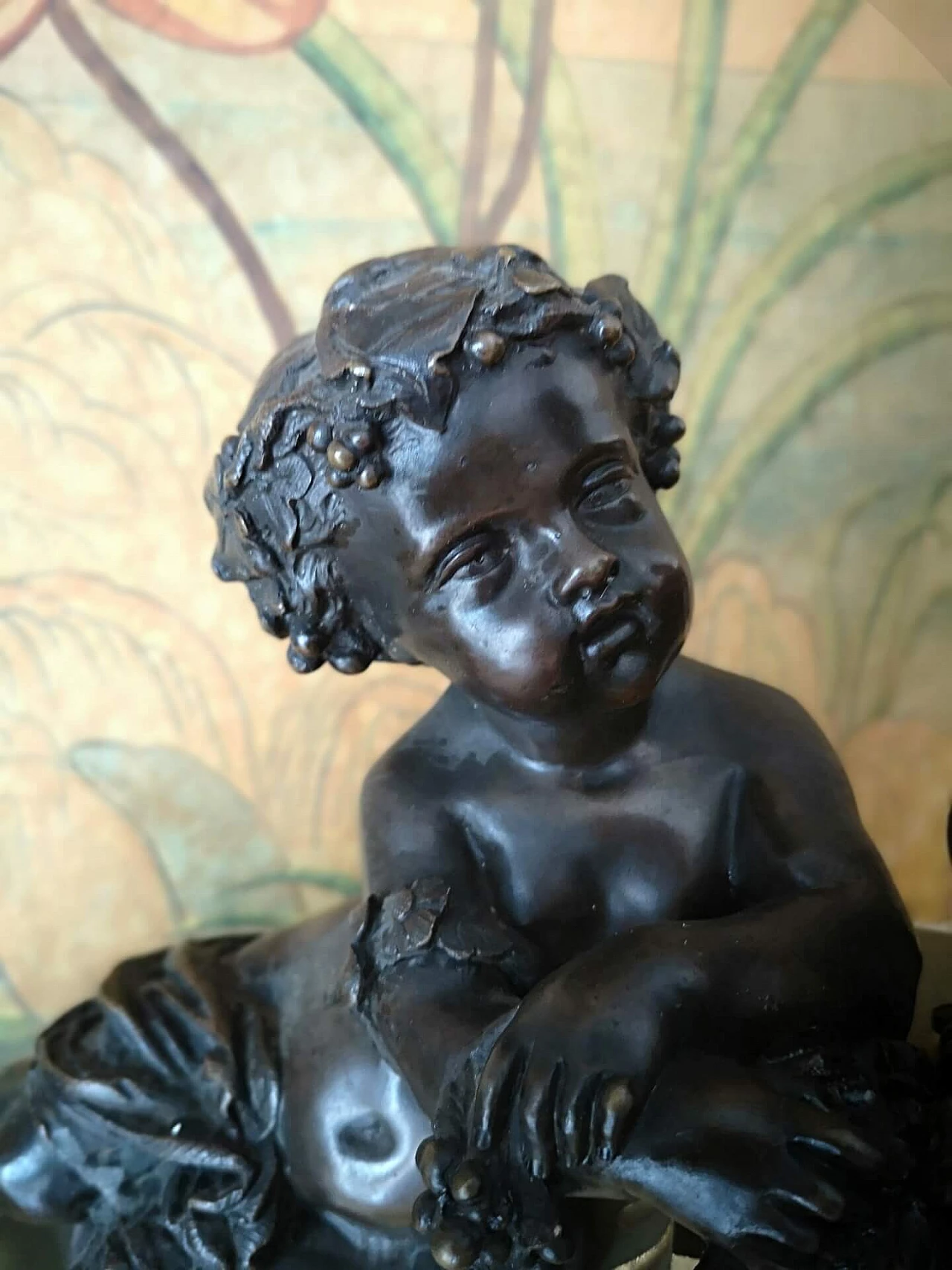 Gilded bronze fireplace wing with putti, 19th century 7