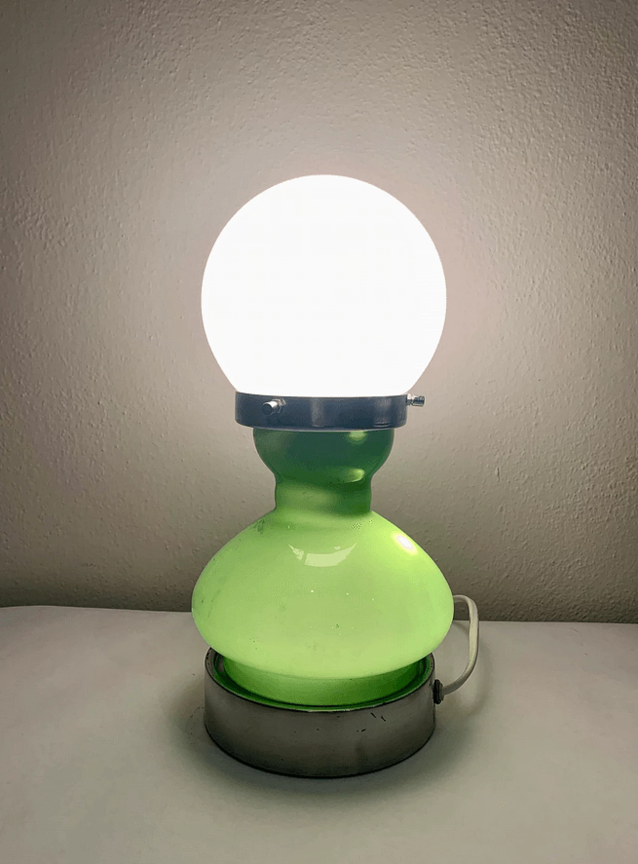 Green and white Murano glass table lamp, 1960s 4