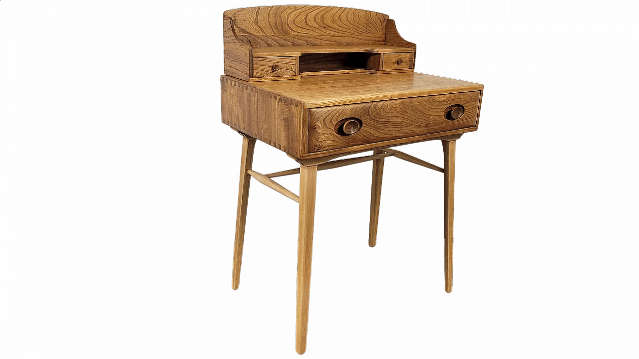 Elm writing desk produced by Ercol, 1960s 15
