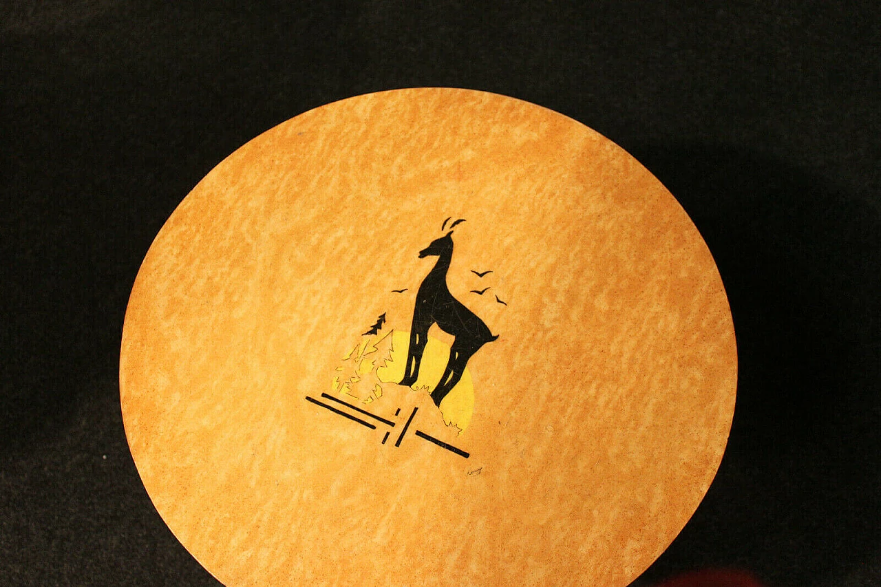 Tavolino in legno e ottone, anni '60 1