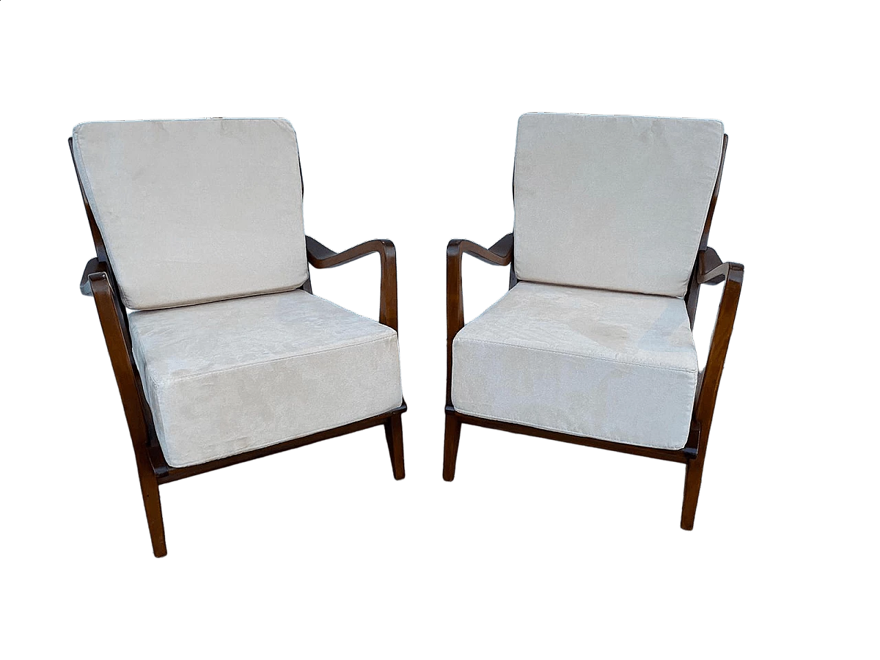 Pair of armchairs 516 in walnut by Gio Ponti for Cassina, 1950s 16