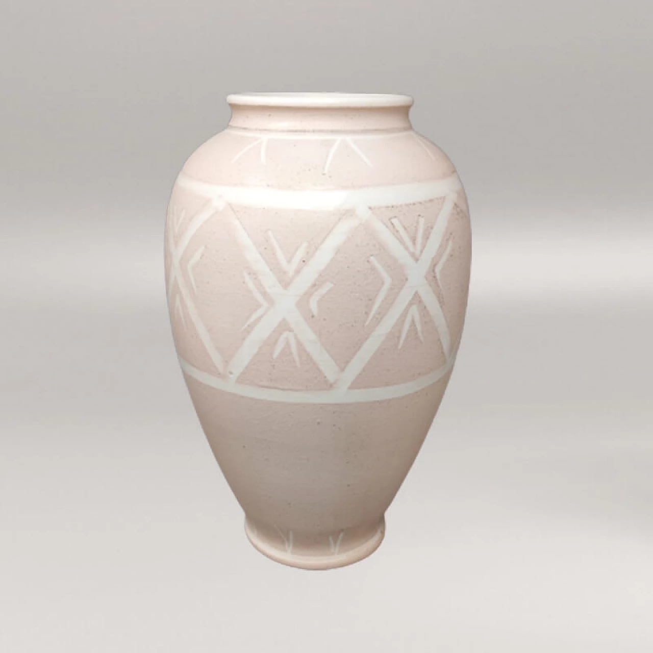 Vaso in ceramica di Deruta rosa, anni '60 1