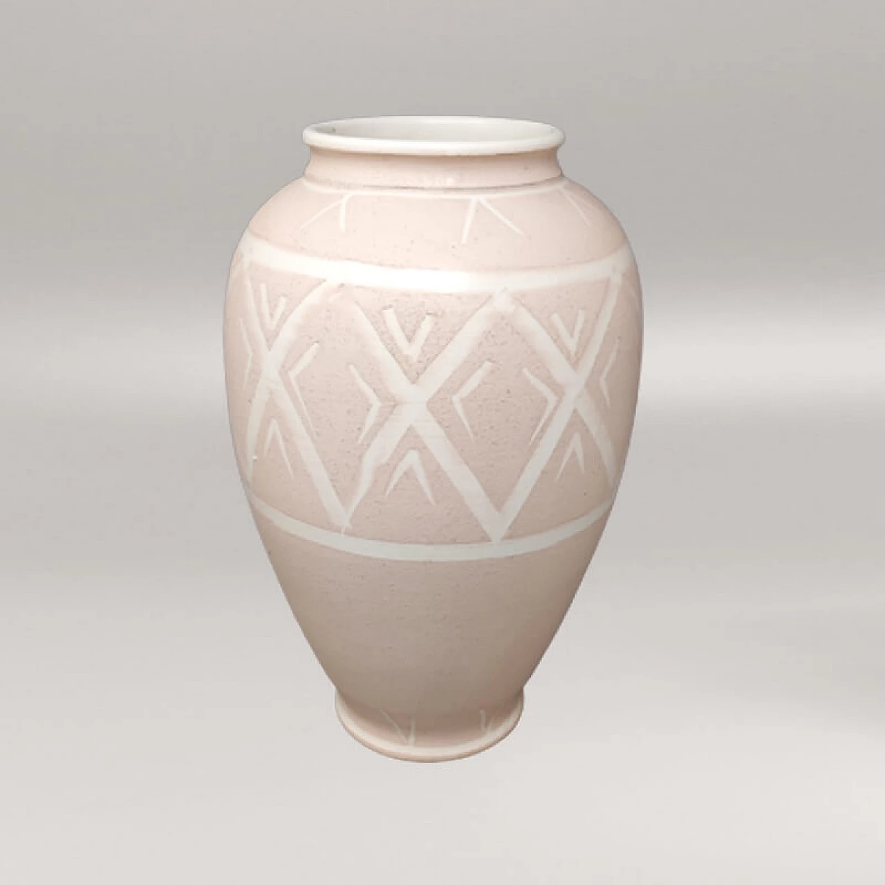 Vaso in ceramica di Deruta rosa, anni '60 2
