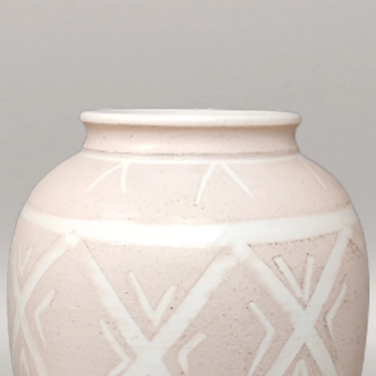 Vaso in ceramica di Deruta rosa, anni '60 3