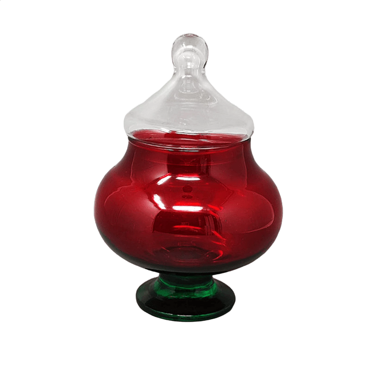 Empoli red glass vase by Rossini, 1960s 5