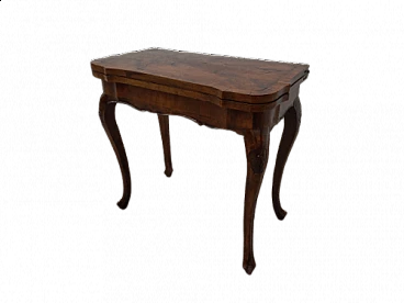 Louis XVI style folding card table in walnut and briarwood, 40s