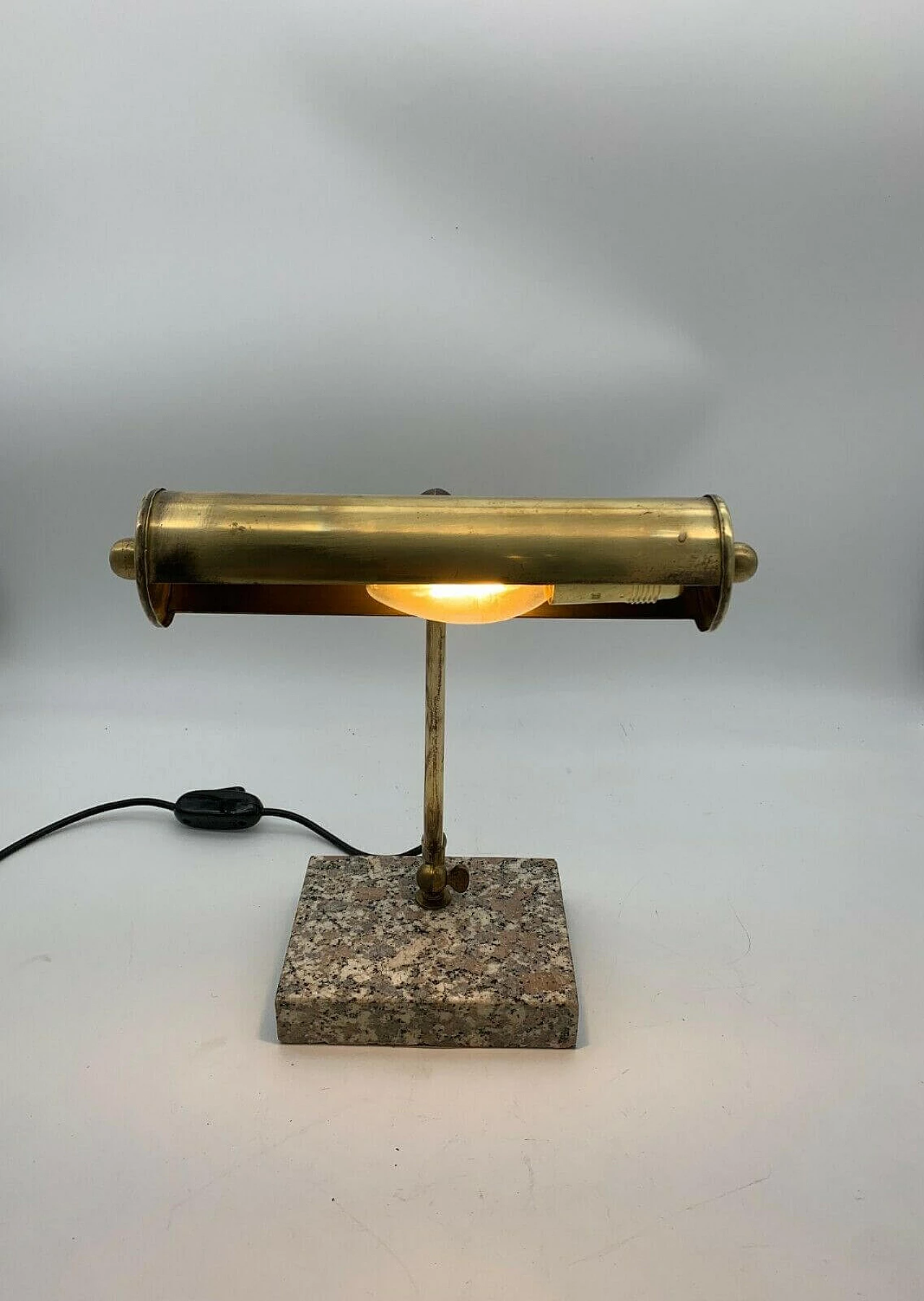 Brass table lamp with granite base, 1950s 4