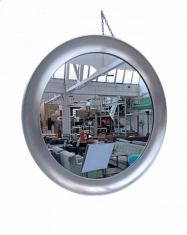 Specchio rotondo da parete Narciso in ottone nichelato e vetro di Sergio Mazza per Artemide, anni '70
