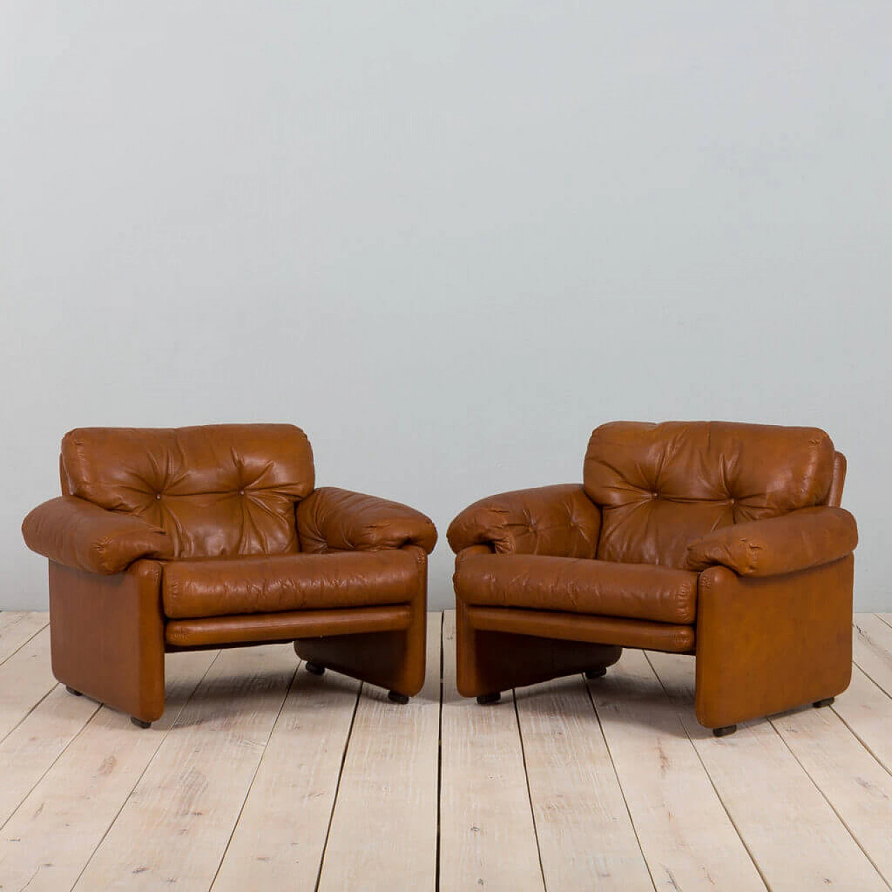 Pair of Coronado leather armchairs by Tobia Scarpa for C&B Italia, 1960s 7