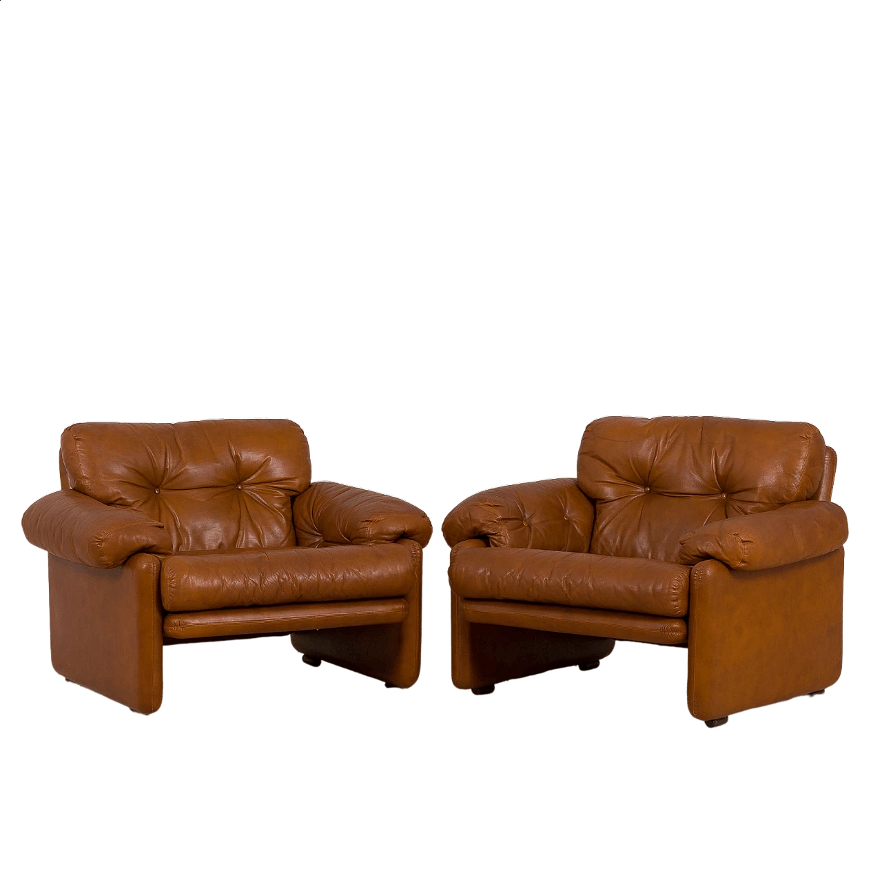 Pair of Coronado leather armchairs by Tobia Scarpa for C&B Italia, 1960s 9