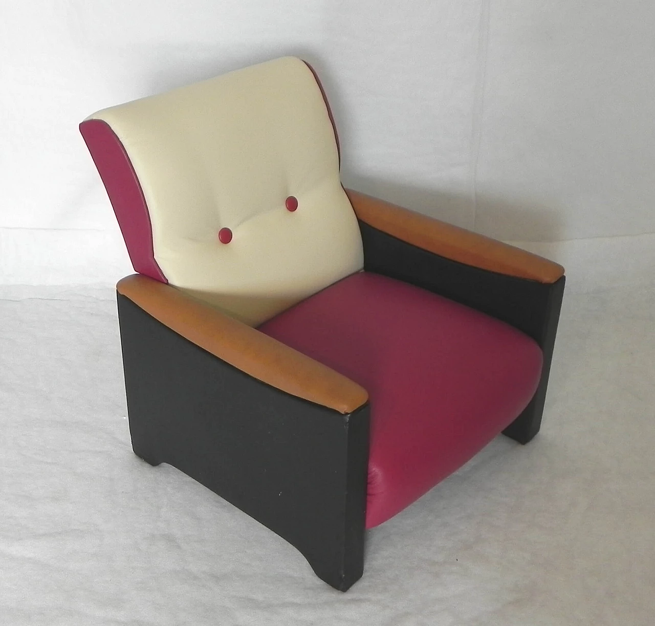 Children's armchair in skai and leather, 1950s 1