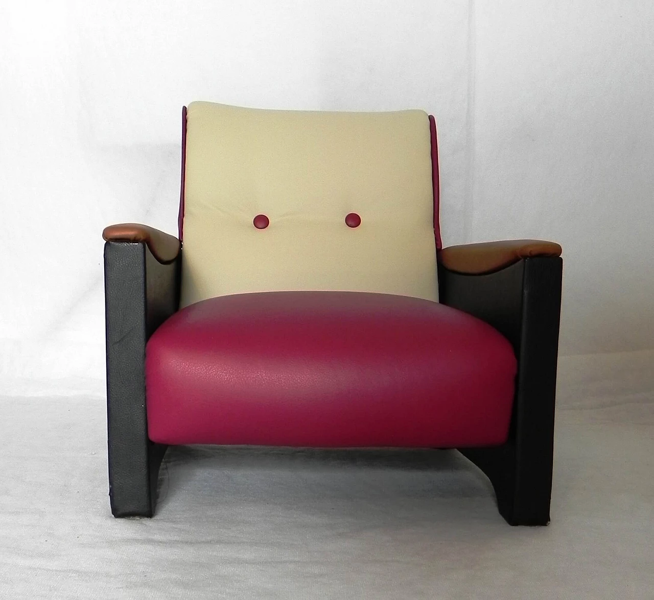 Children's armchair in skai and leather, 1950s 2