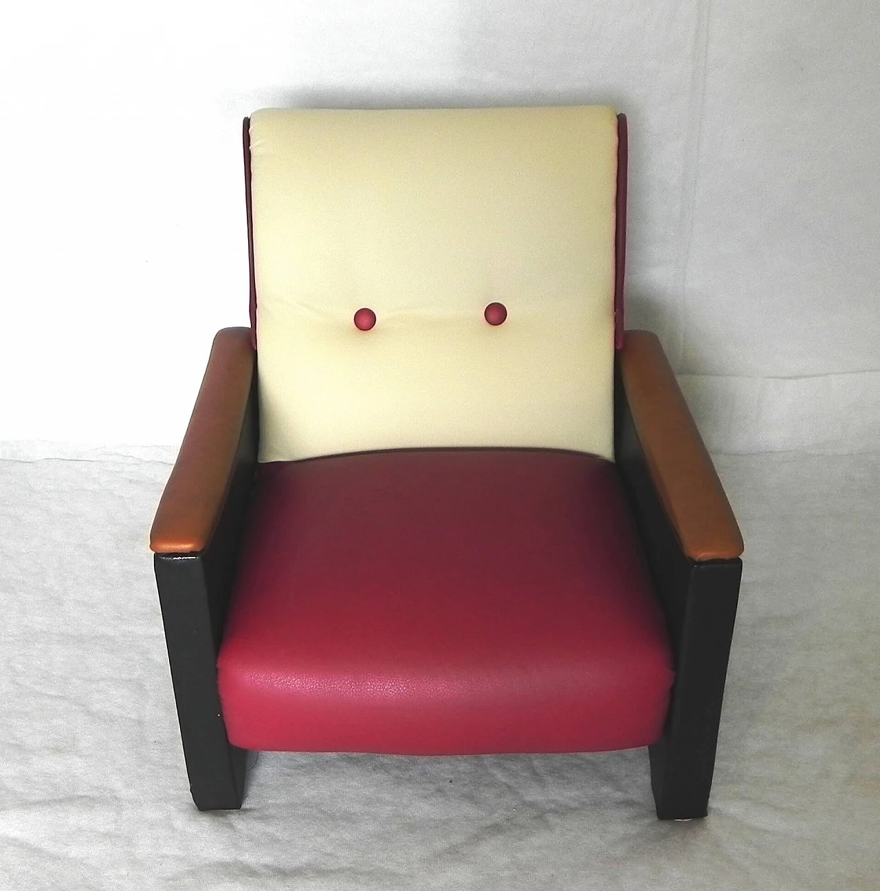 Children's armchair in skai and leather, 1950s 3
