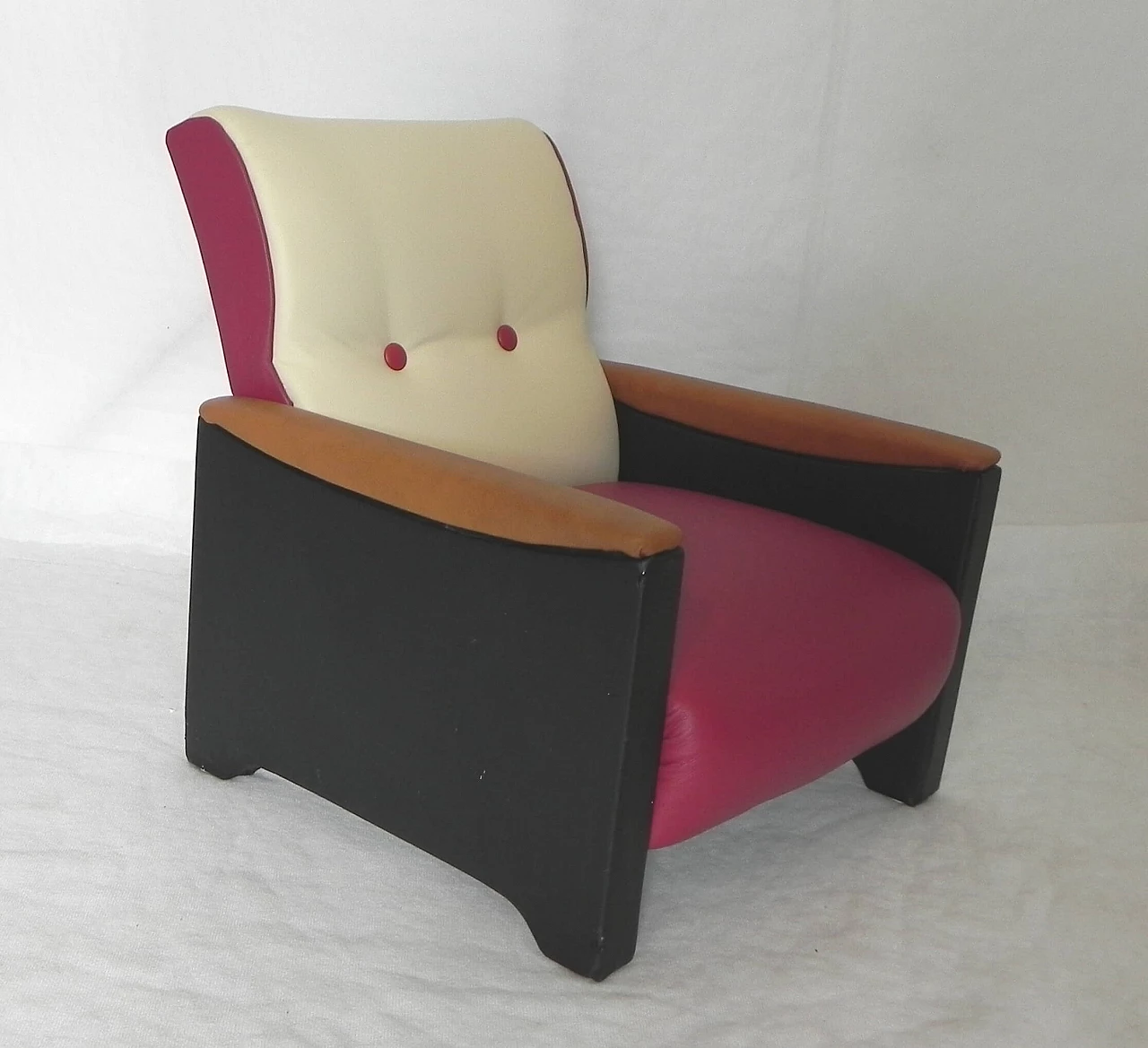 Children's armchair in skai and leather, 1950s 5
