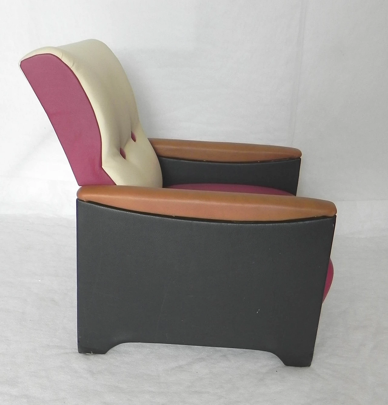 Children's armchair in skai and leather, 1950s 6