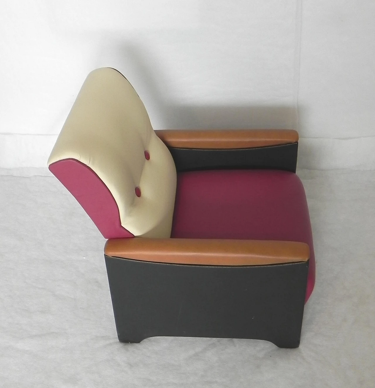 Children's armchair in skai and leather, 1950s 7