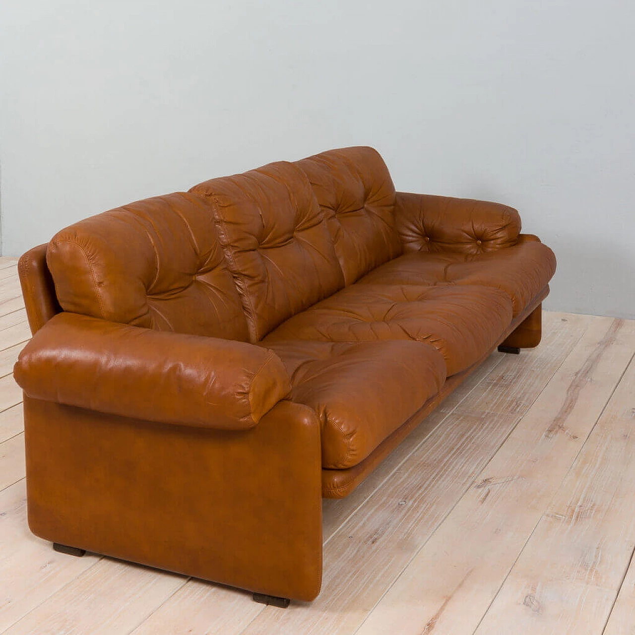 First model of Coronado sofa in brown leather by Tobia Scarpa for C&B Italia, 1960s 8