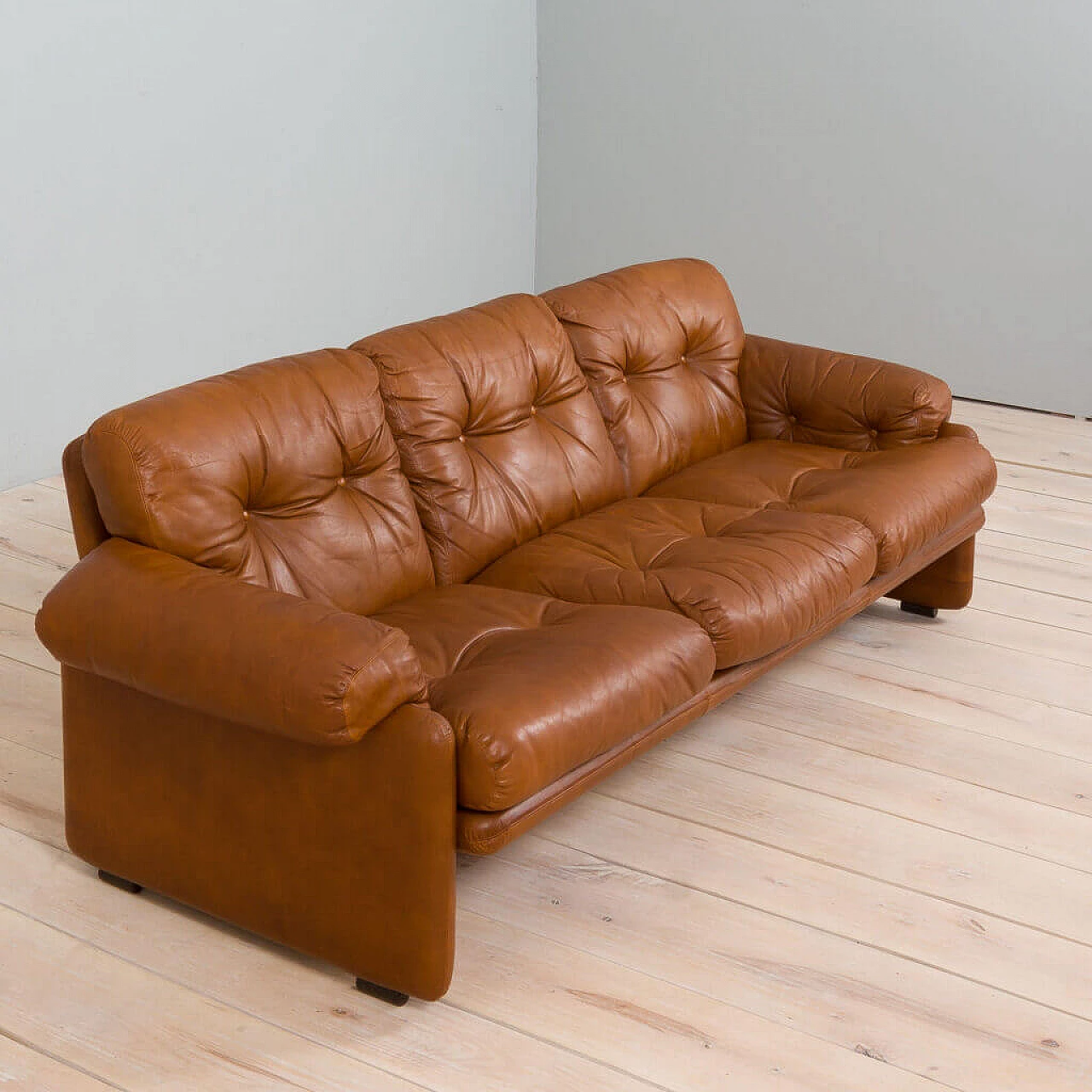 First model of Coronado sofa in brown leather by Tobia Scarpa for C&B Italia, 1960s 9