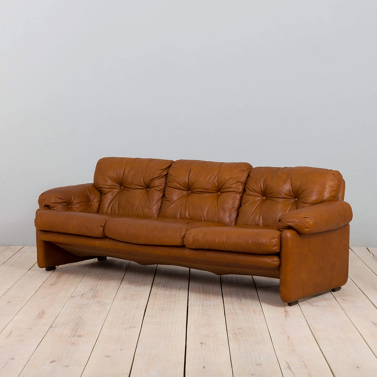 First model of Coronado sofa in brown leather by Tobia Scarpa for C&B Italia, 1960s 11