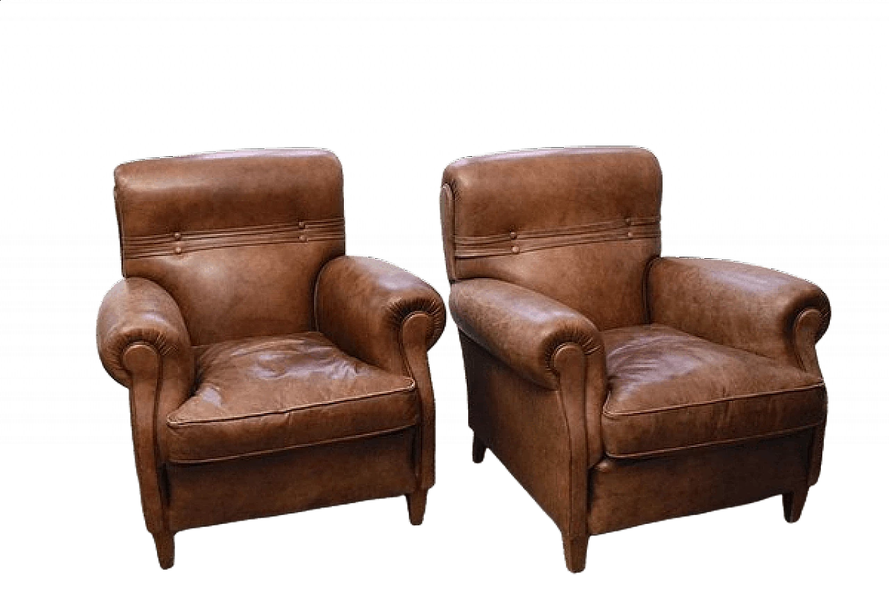 Coppia di poltrone Romance di Poltrona Frau in pelle, anni '50 1480563