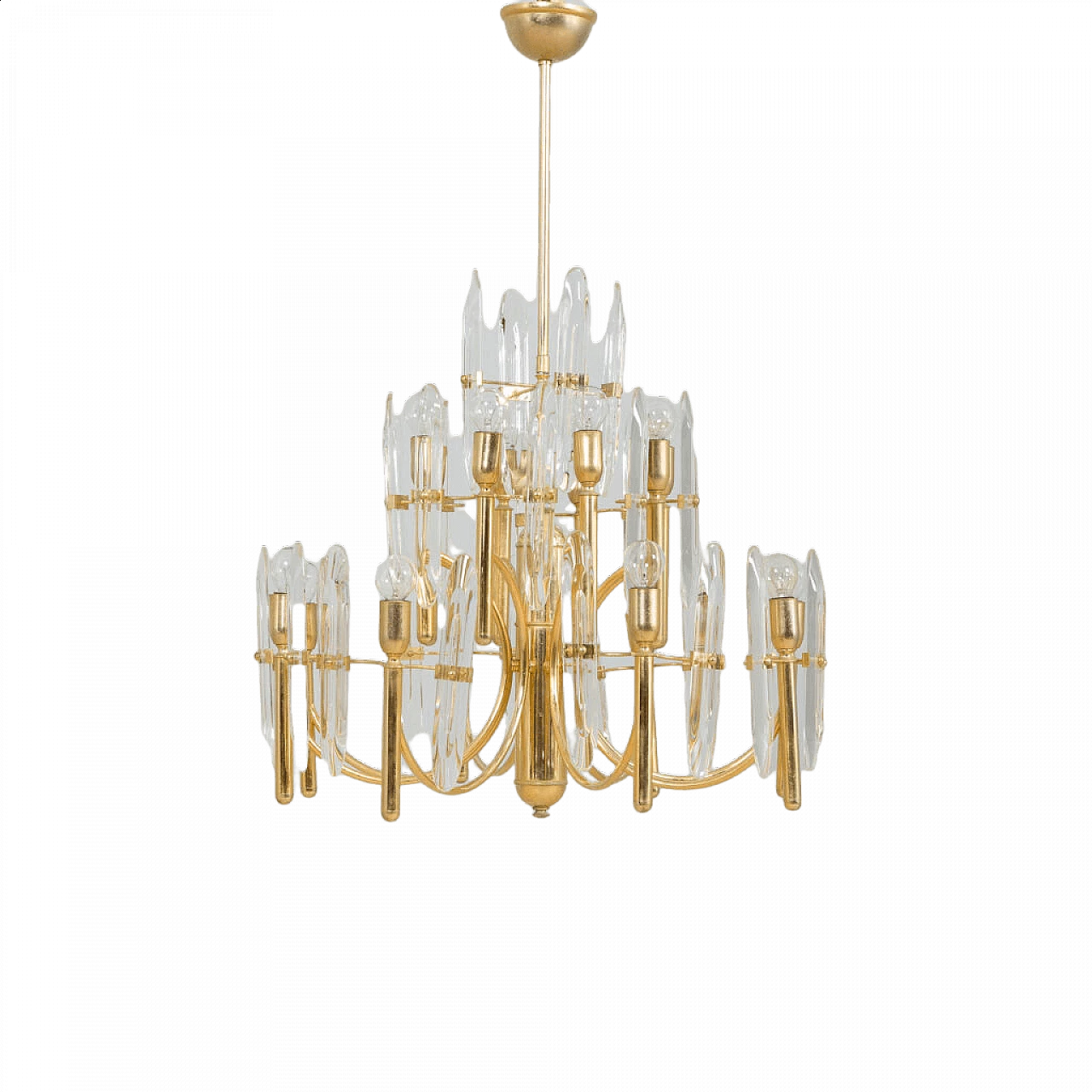 Gilded brass and crystal chandelier by Gaetano Sciolari, 1970s 2