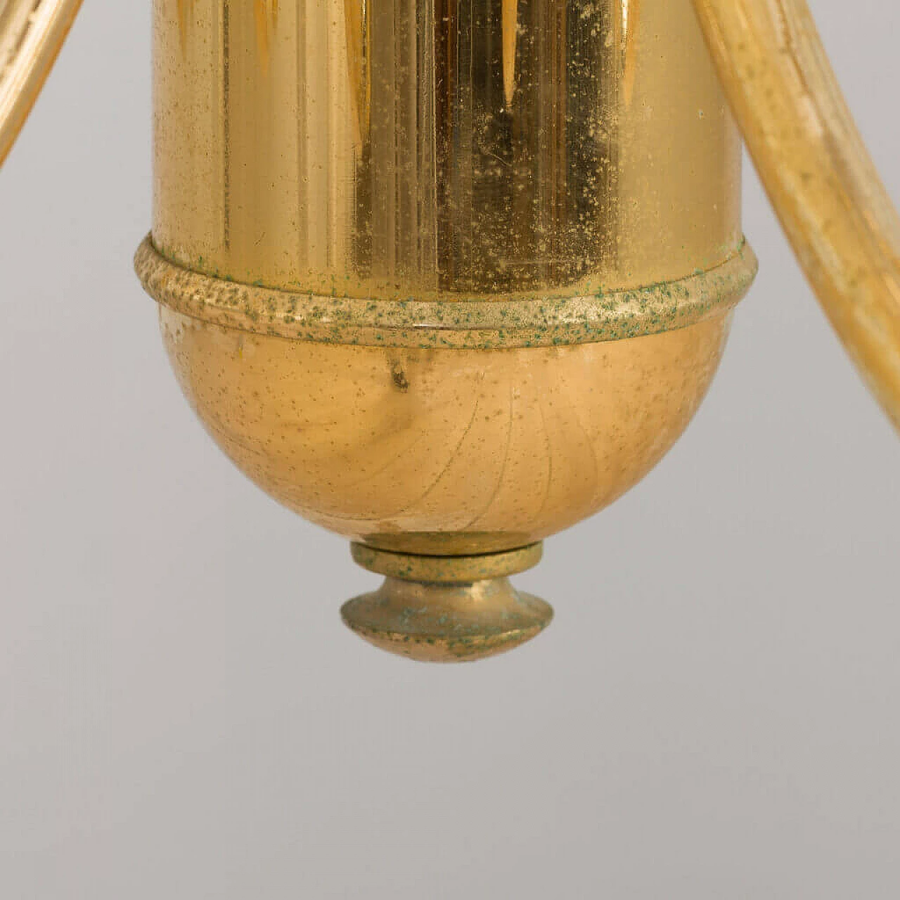 Lampadario in ottone dorato e cristallo di Gaetano Sciolari, anni '70 3