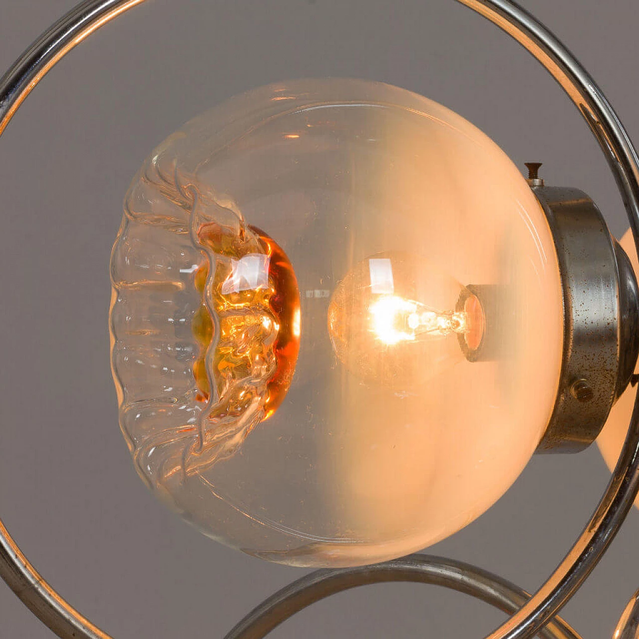 Lampadario in vetro di Murano cromato per Mazzega, anni '70 5