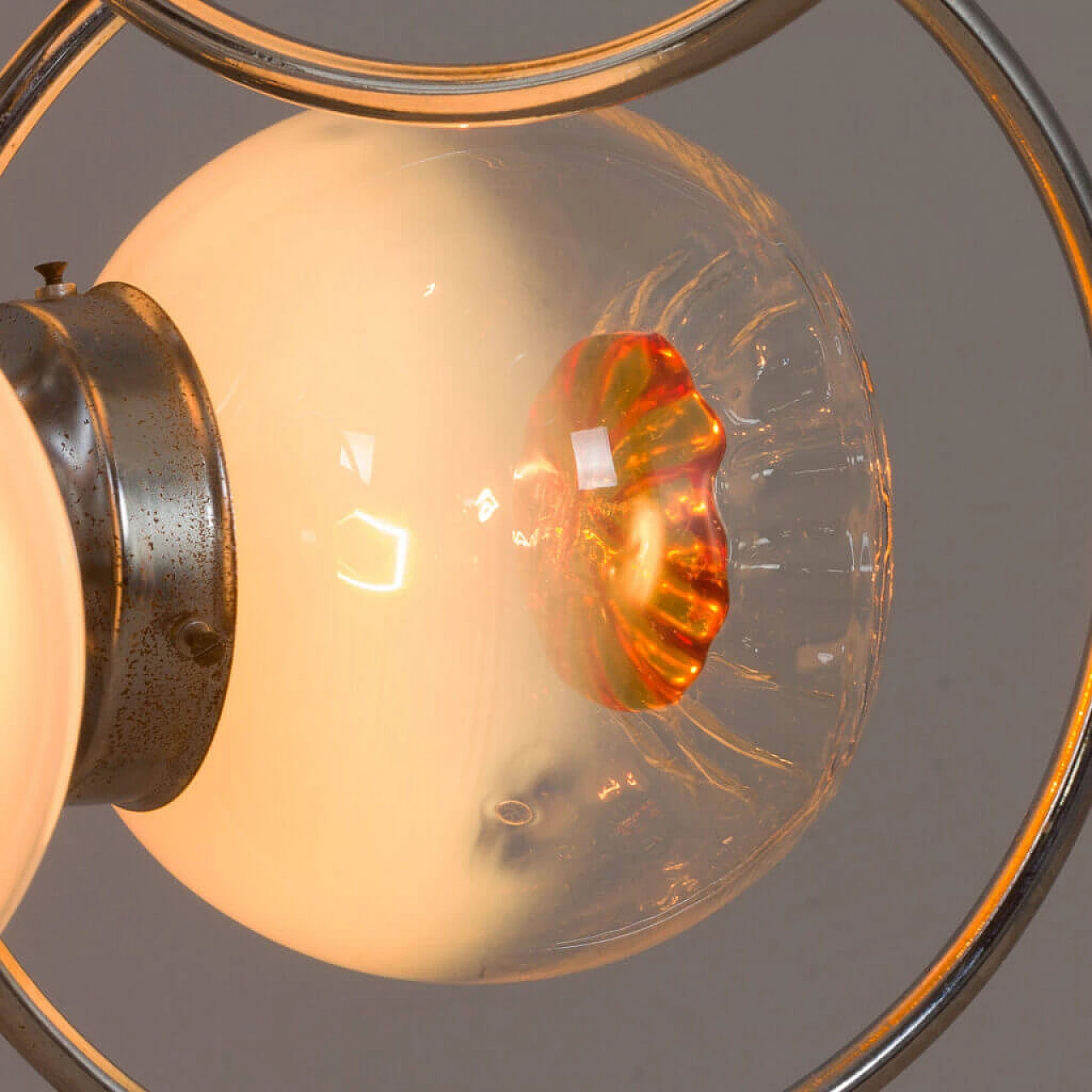 Lampadario in vetro di Murano cromato per Mazzega, anni '70 6