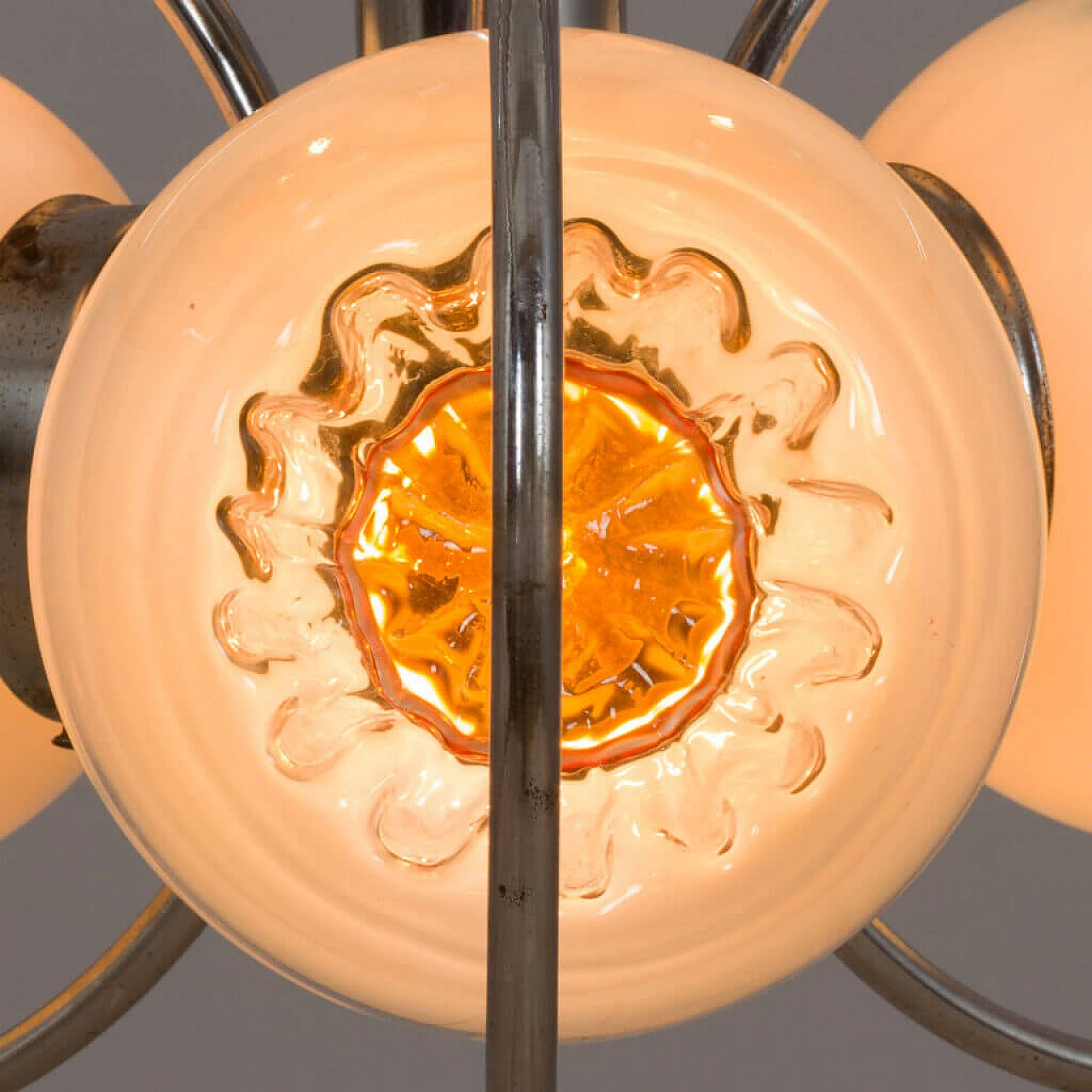 Lampadario in vetro di Murano cromato per Mazzega, anni '70 7