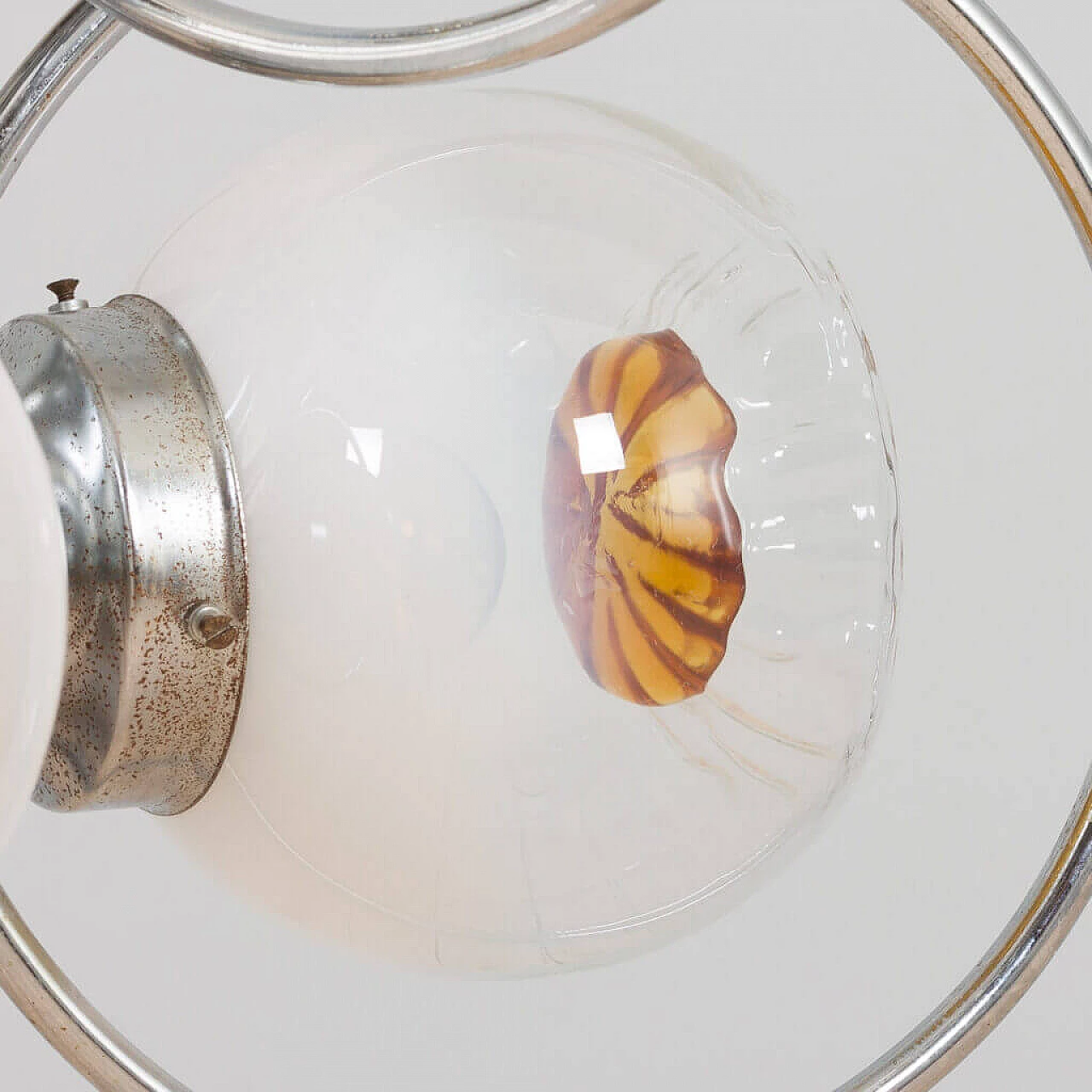 Lampadario in vetro di Murano cromato per Mazzega, anni '70 9