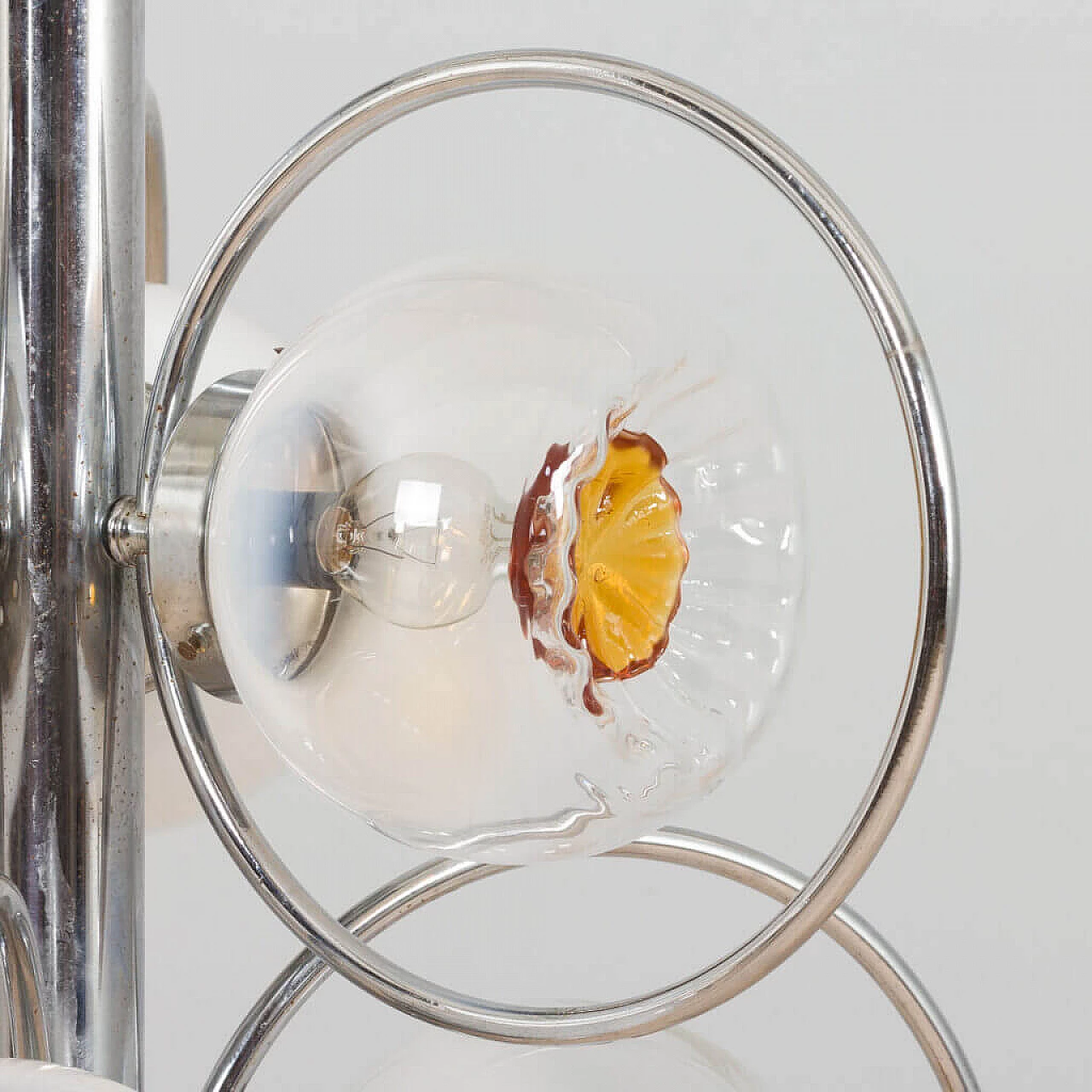 Lampadario in vetro di Murano cromato per Mazzega, anni '70 10