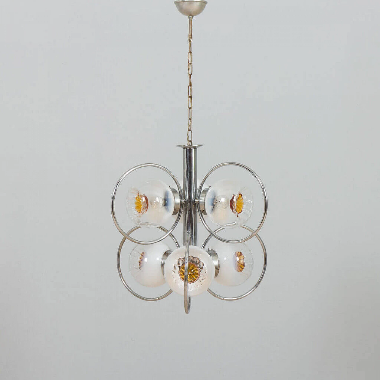 Chromed Murano glass chandelier for Mazzega, 1970s 14