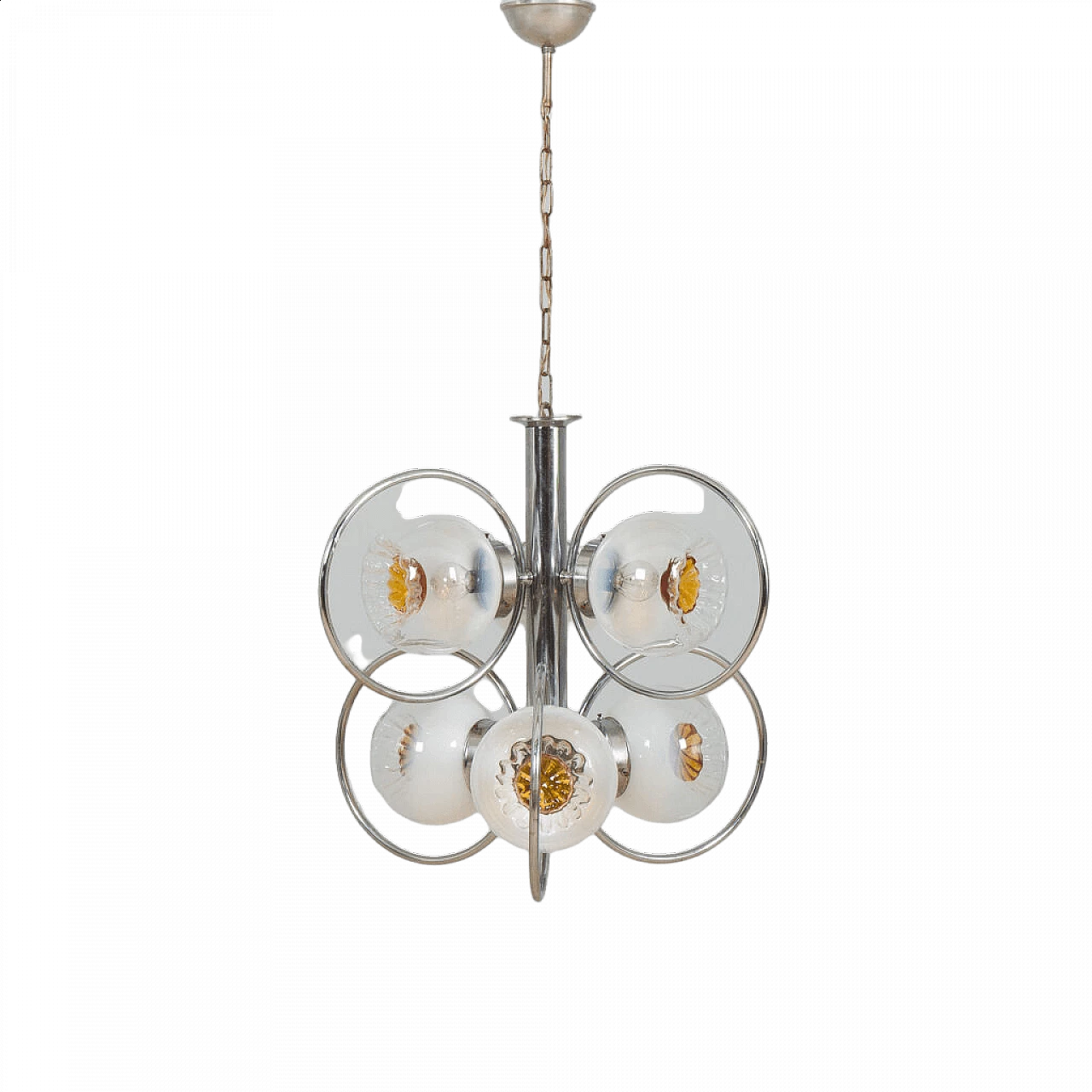 Chromed Murano glass chandelier for Mazzega, 1970s 15