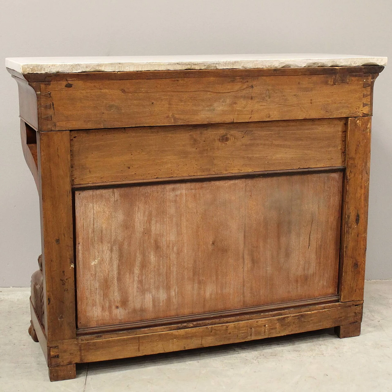 Charles X console in mahogany with white Carrara marble top and mirror, 19th century 9