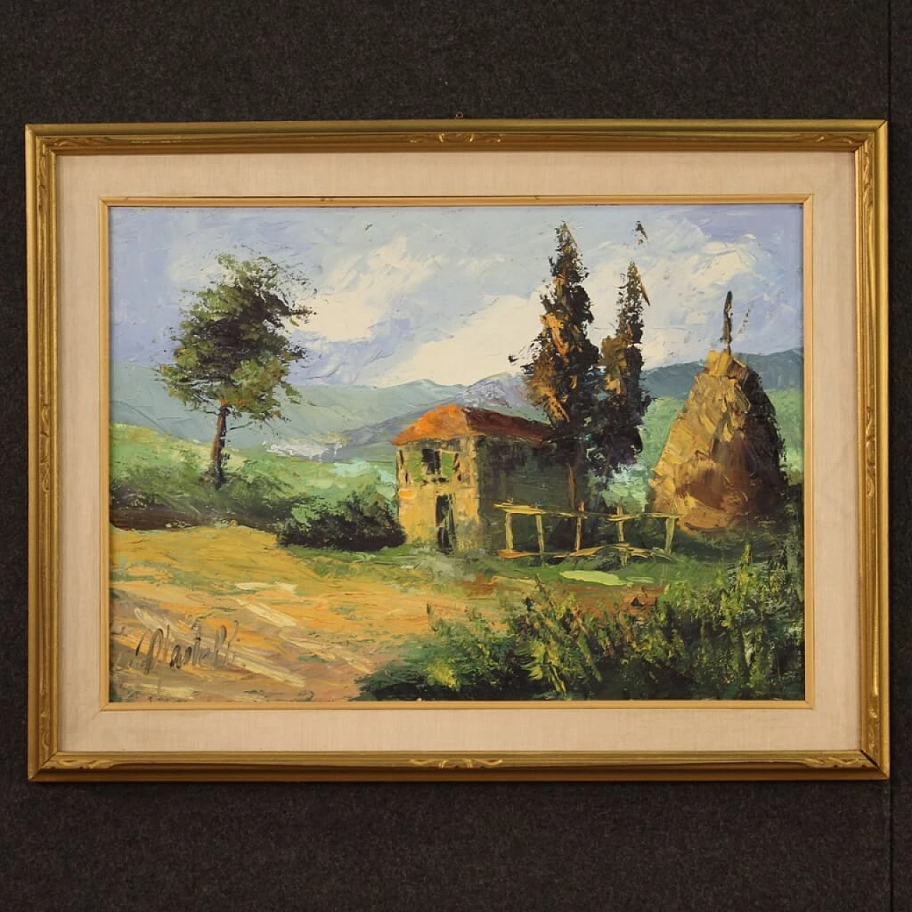 Country View, signed oil on canvas, 1970s 1