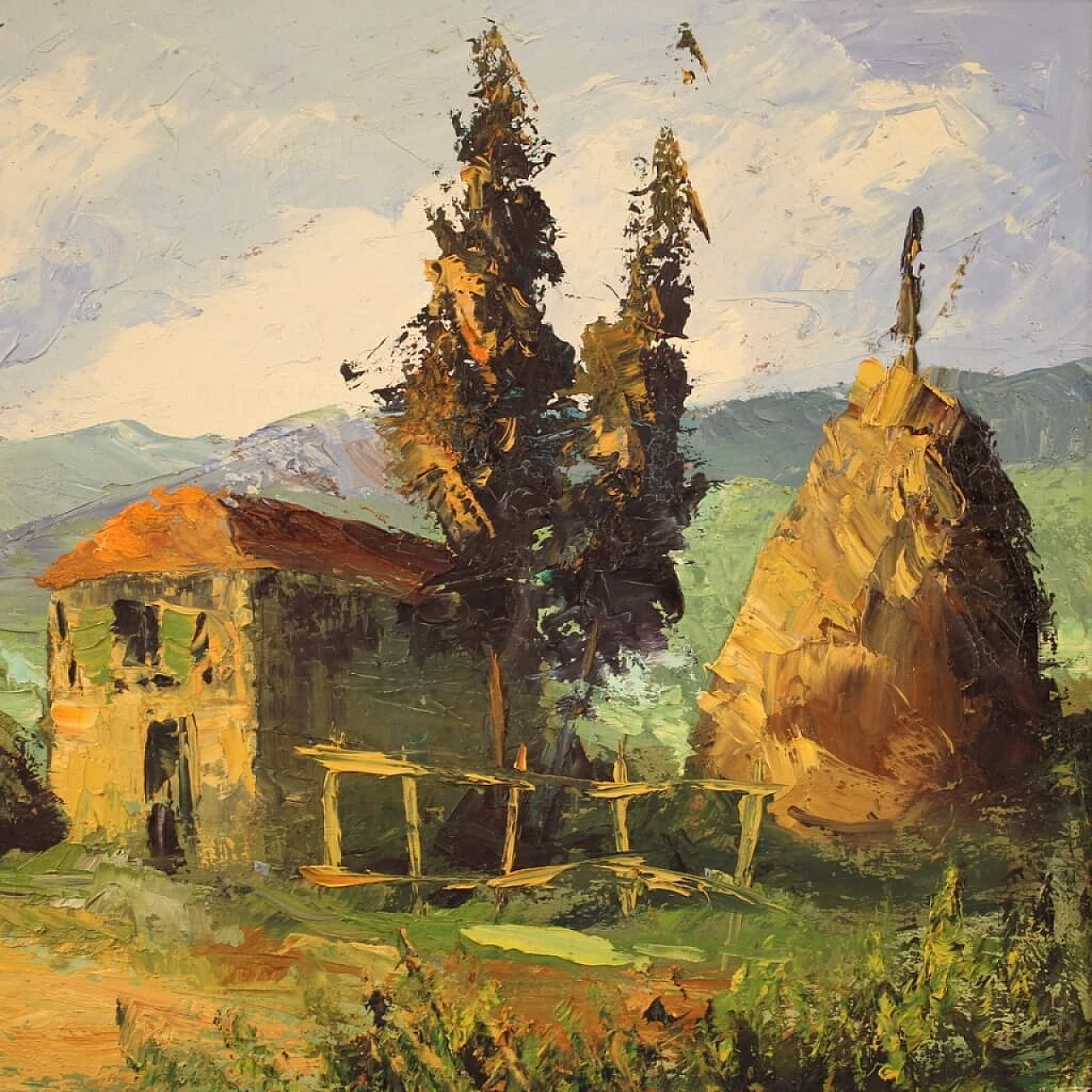 Country View, signed oil on canvas, 1970s 5
