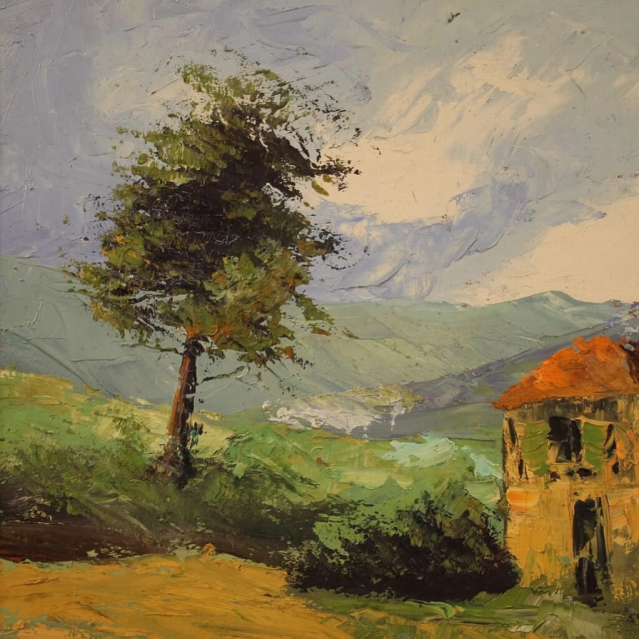 Country View, signed oil on canvas, 1970s 6