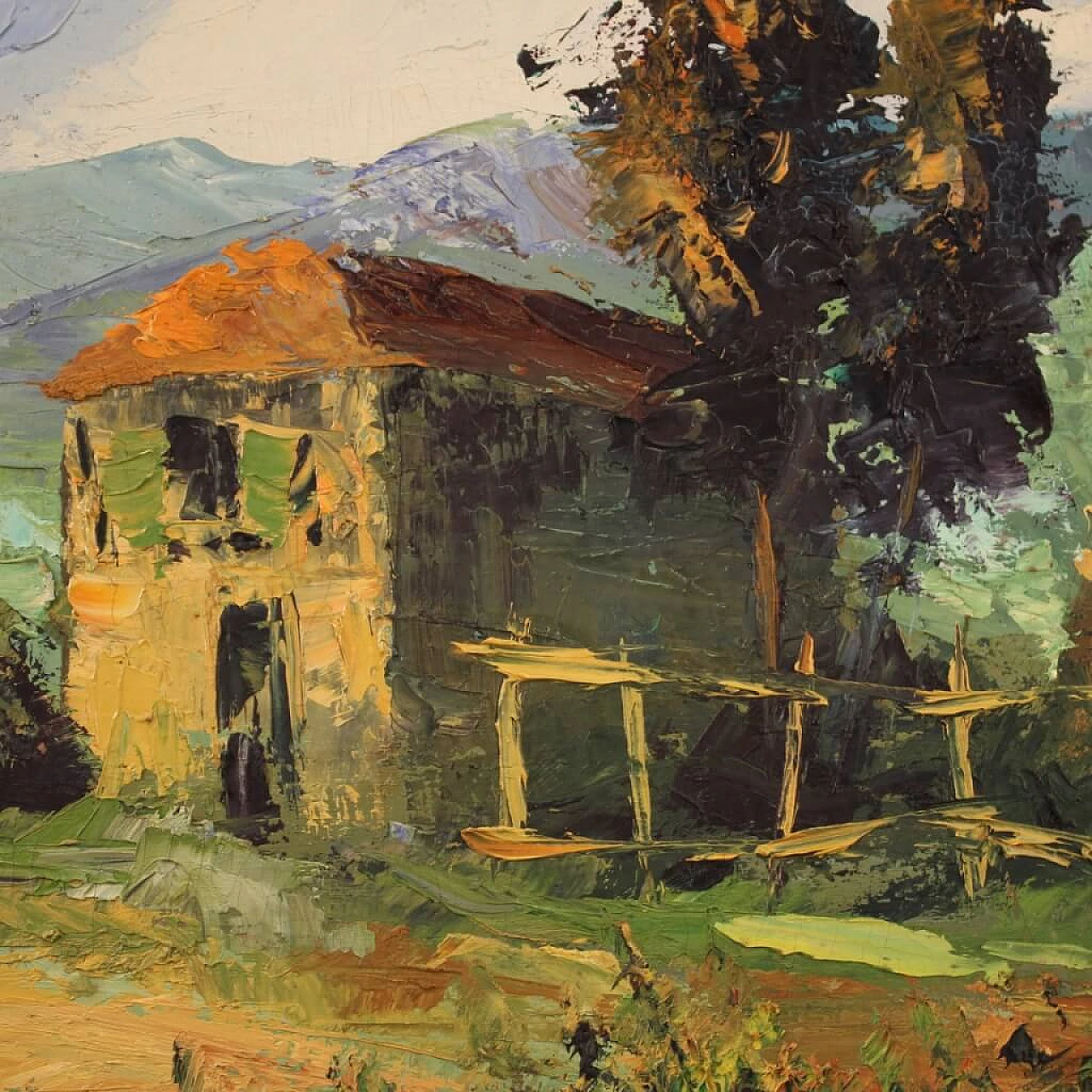 Country View, signed oil on canvas, 1970s 7