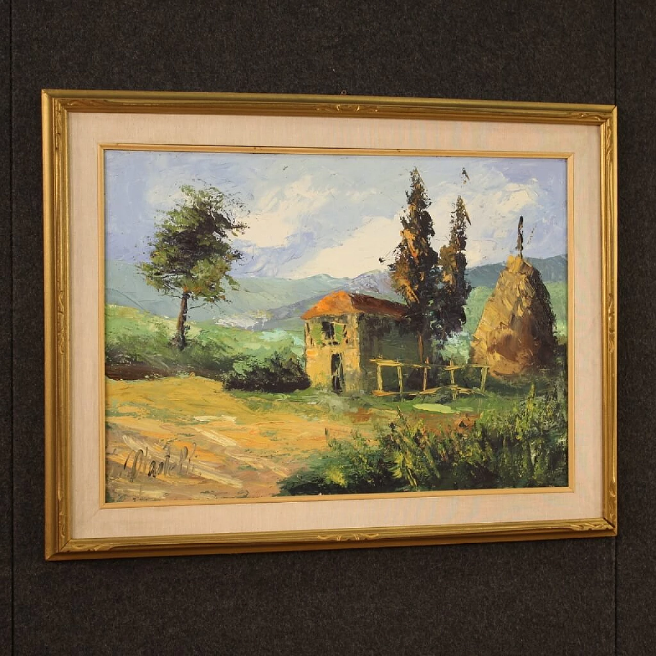 Country View, signed oil on canvas, 1970s 9