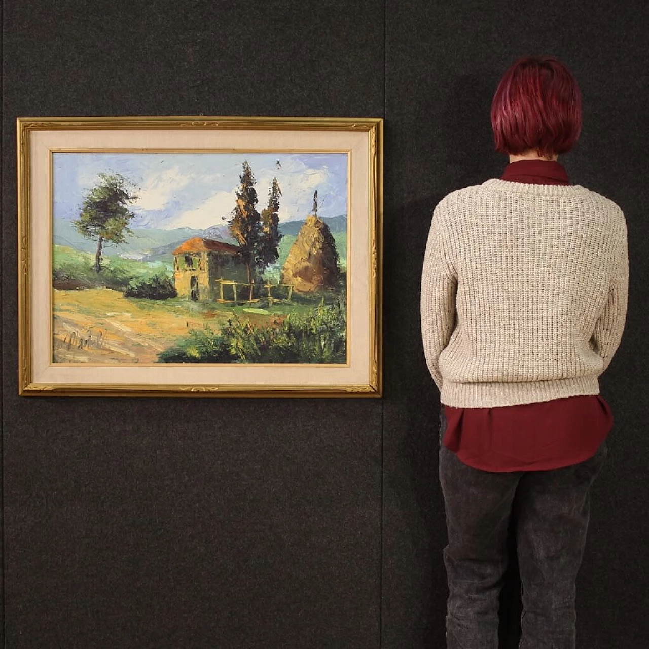 Country View, signed oil on canvas, 1970s 12