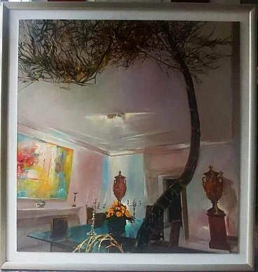Oil on faesite Interiors signed by Roberto Donatelli