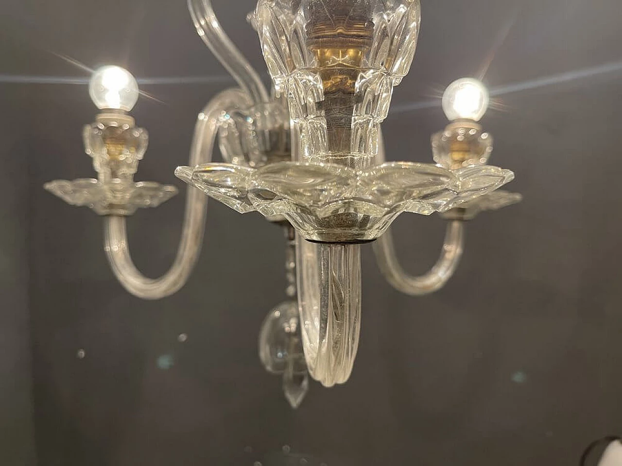 3-light Murano glass chandelier, 1950s 6