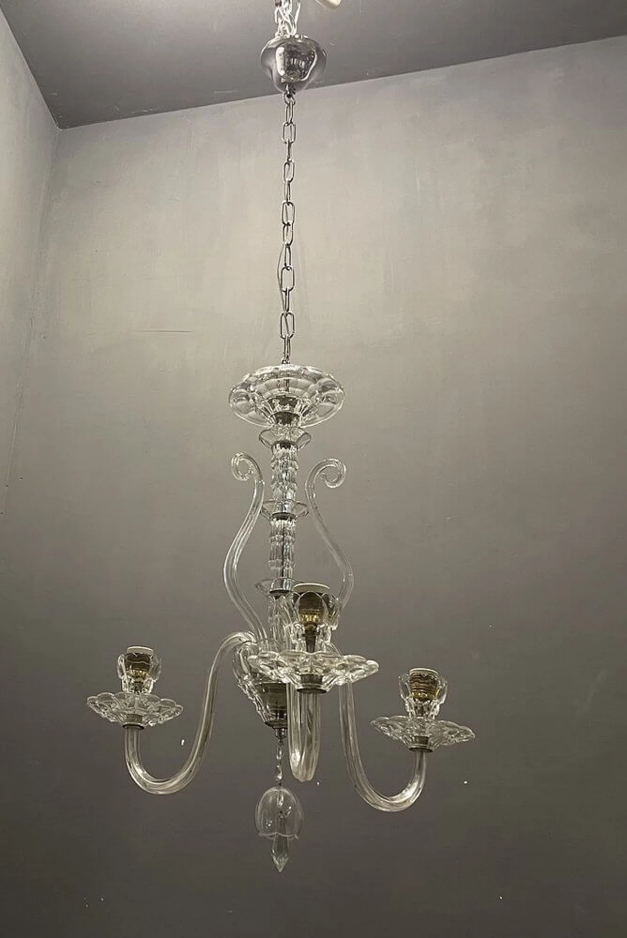 3-light Murano glass chandelier, 1950s 7