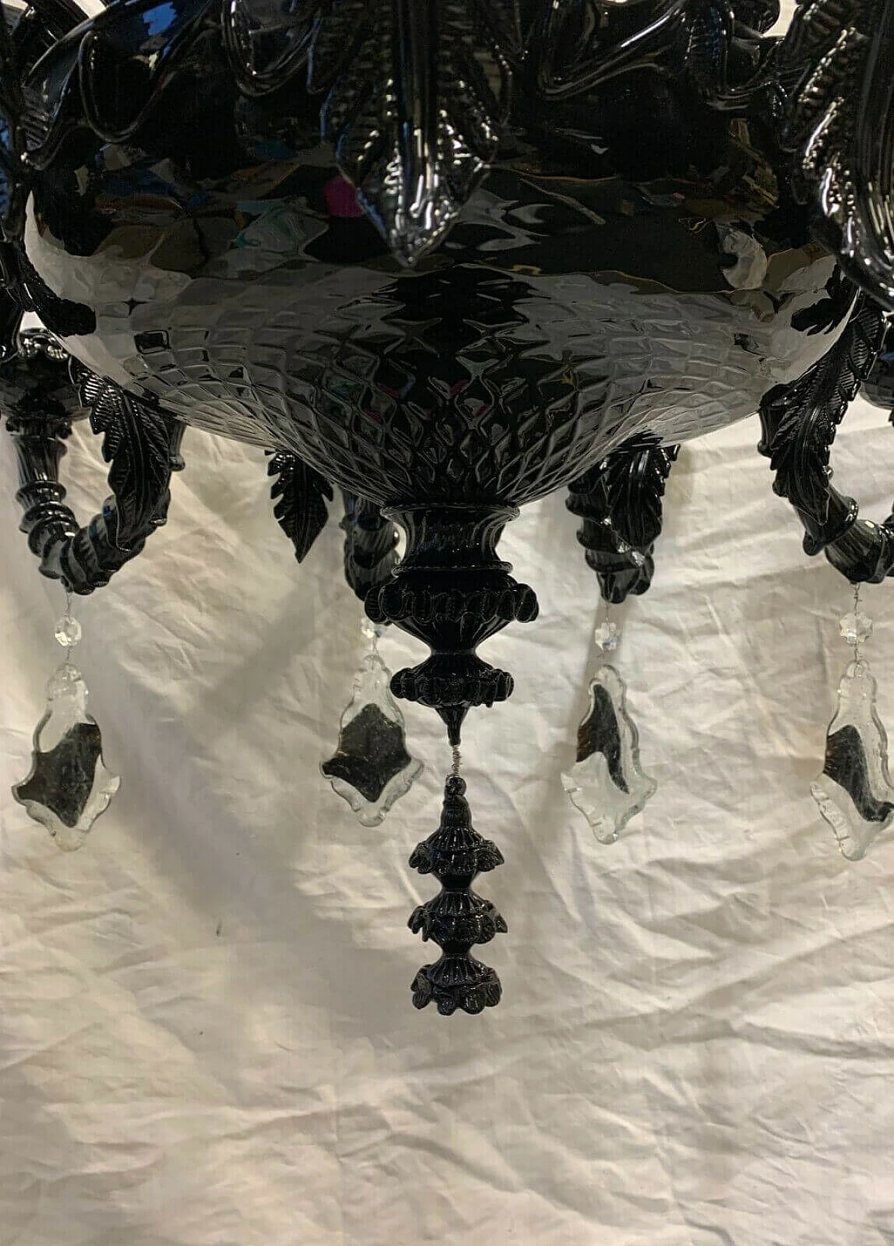 Black blown glass chandelier by Seguso, 1970s 5