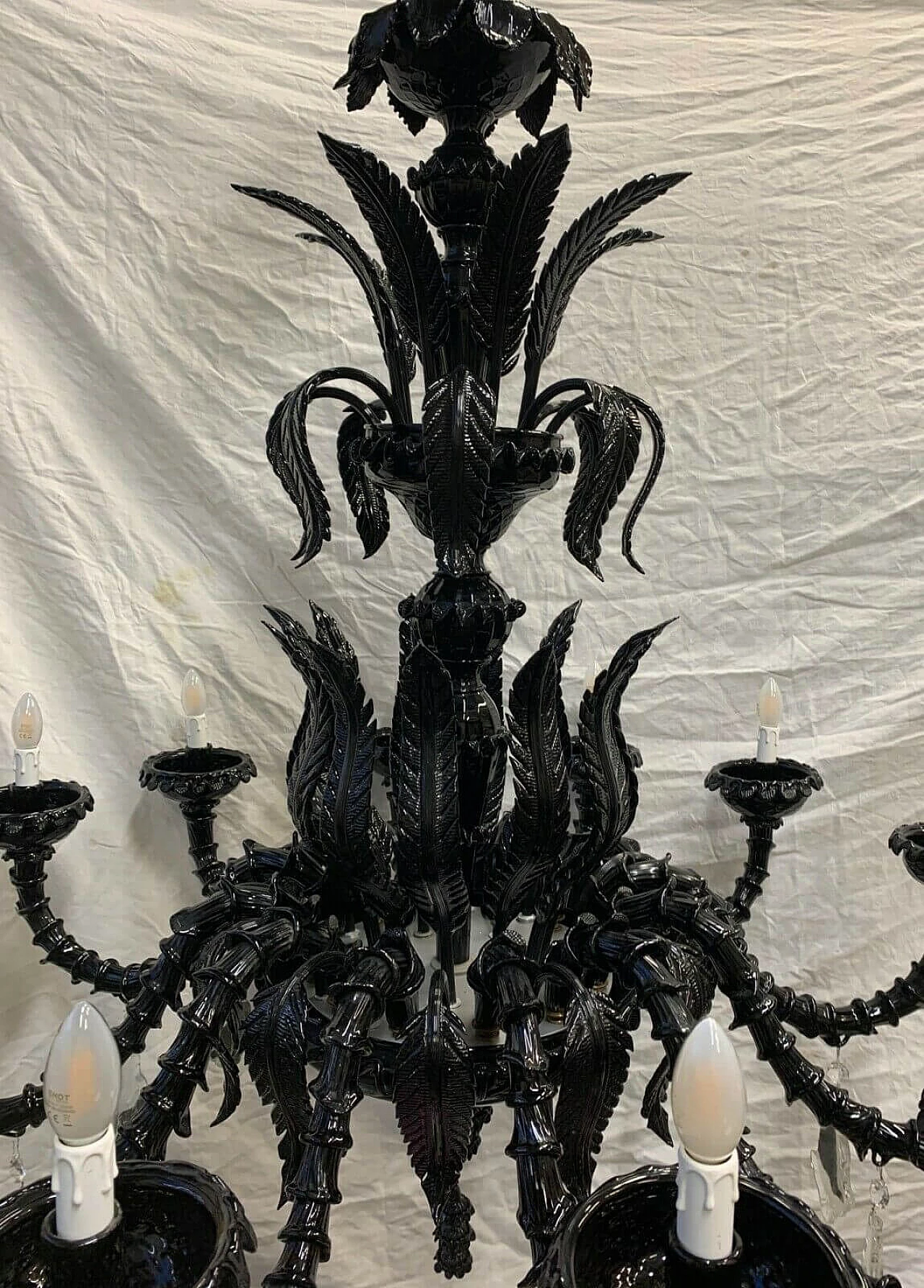 Black blown glass chandelier by Seguso, 1970s 7