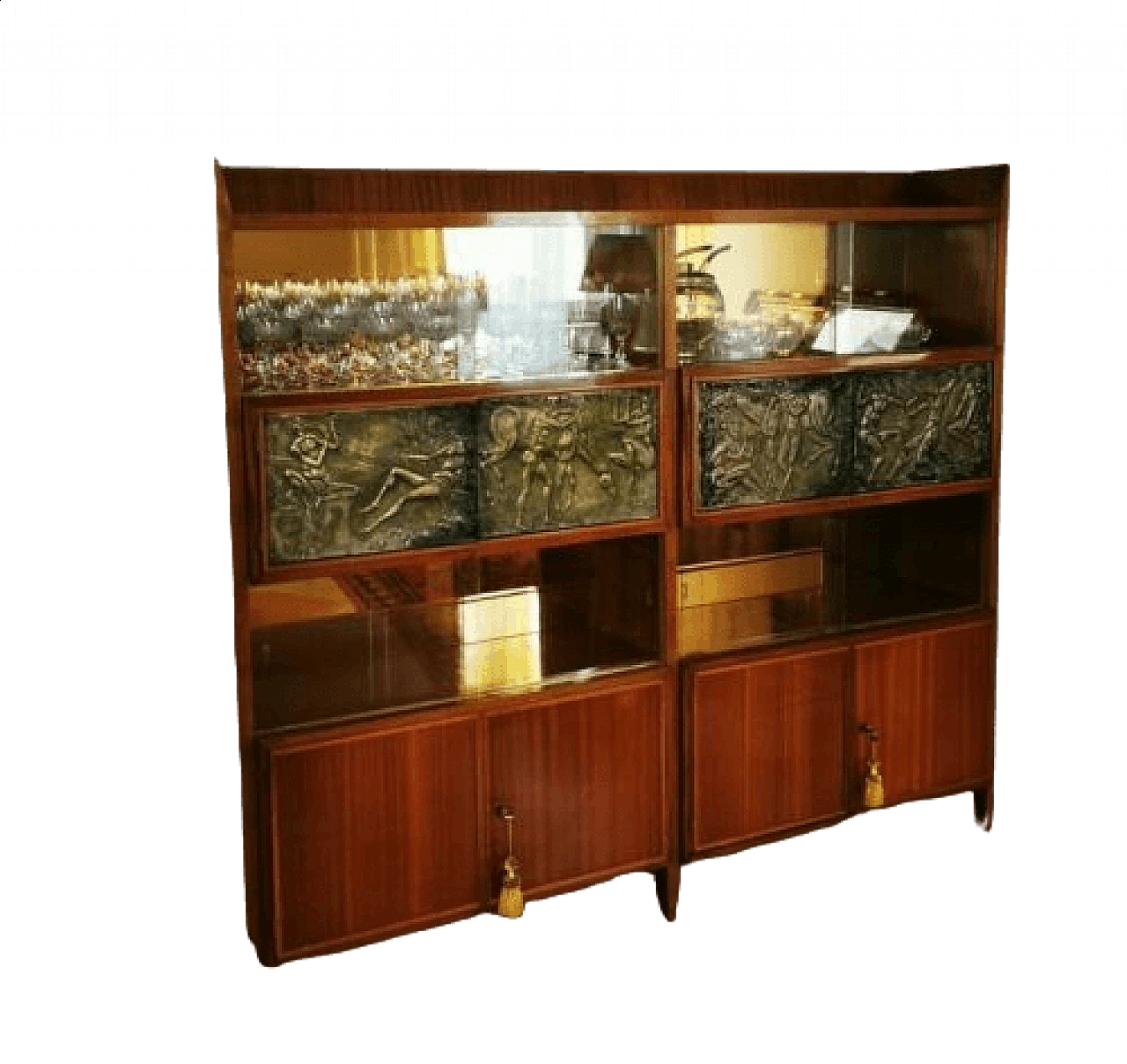 Bar cabinet with hand-engraved tiles by Vittorio Dassi, 1950s 10