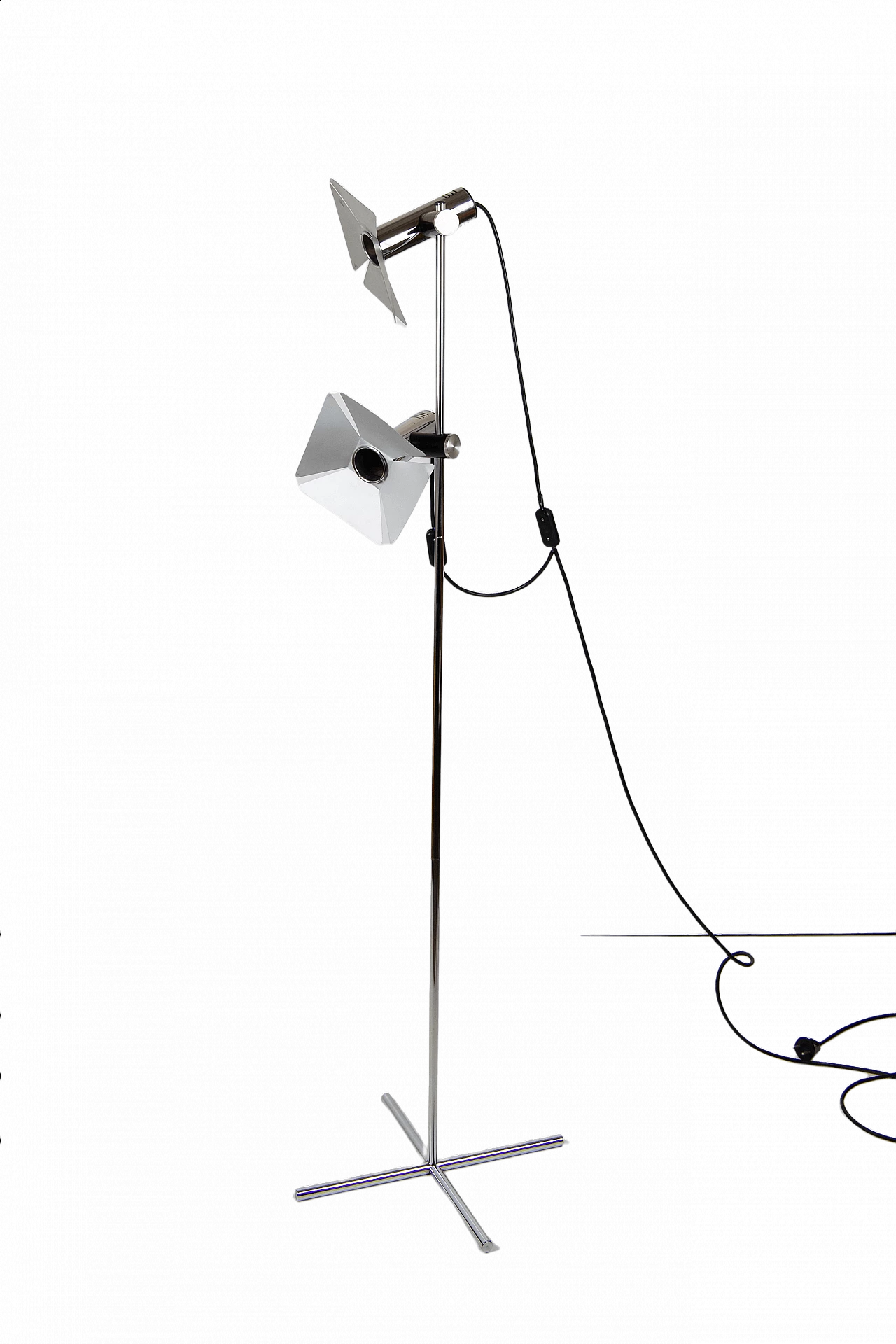 Chrome-plated floor lamp with 2 lights, 1970s 10